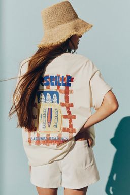 H&M - Women Grey Oversized Motif-Detail T-Shirt