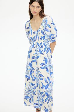 H&M - Women White Smocked-Waist Cotton Dress