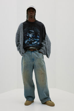 H&M - Men Blue Loose Fit Printed T-Shirt