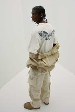 H&M - Men Blue Loose Fit Printed T-Shirt