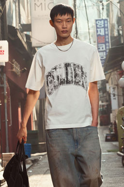 H&M - Men Blue Loose Fit Printed T-Shirt