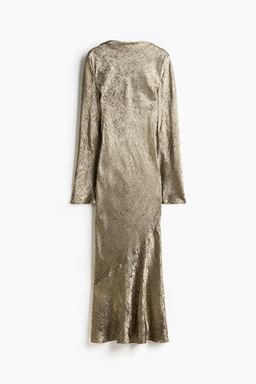 H&M - Women Beige Open-Back Satin Dress
