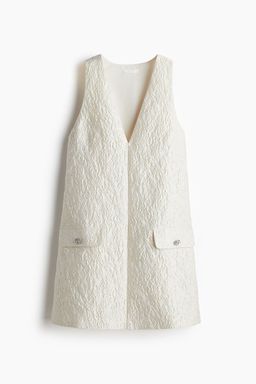 H&M - Women Beige Jacquard-Weave Mini Dress