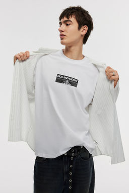 H&M - Men Blue Loose Fit Printed T-Shirt