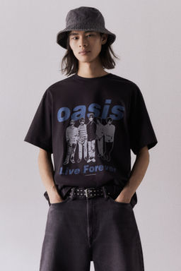 H&M - Men Blue Loose Fit Printed T-Shirt