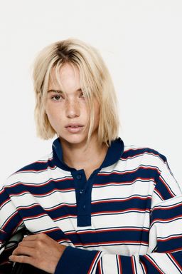 H&M - Women Blue Cotton Rugby Shirt