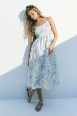 H&M - Women Black Tie-Strap Smocked Dress