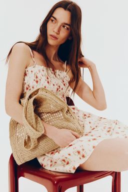 H&M - Women Black Smocked-Bodice Cotton Dress