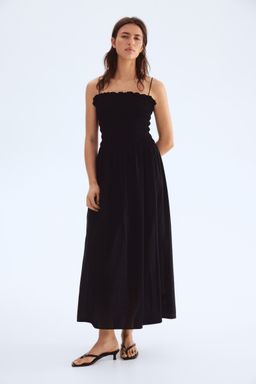 H&M - Women Black Smocked-Bodice Strappy Dress