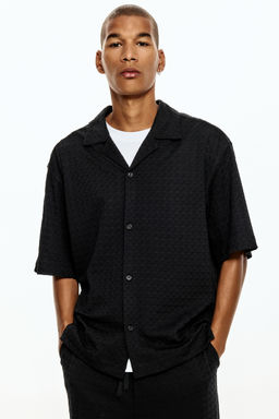 H&M - Men Black Loose Fit Resort Shirt