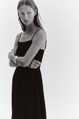 H&M - Women Black Smocked Strappy Dress