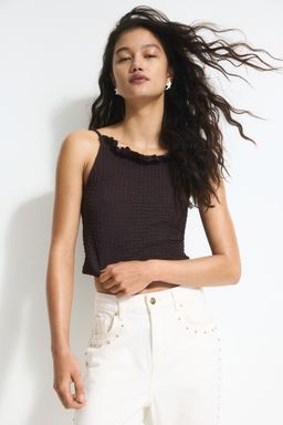 H&M - Women Brown Textured Jersey Strappy Top
