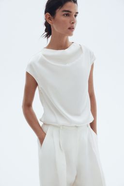 H&M - Women Red Cap-Sleeved Satin Blouse