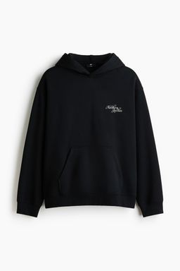 H&M - Men Black Relaxed Fit Printed Hoodie