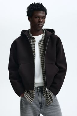 H&M - Men Green Loose Fit Zip-Through Hoodie