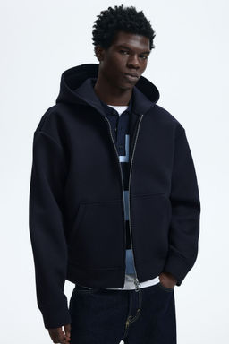 H&M - Men Green Loose Fit Zip-Through Hoodie