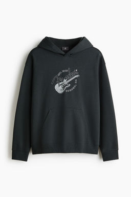 H&M - Men Grey Loose Fit Printed Hoodie