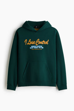 H&M - Men Grey Loose Fit Printed Hoodie