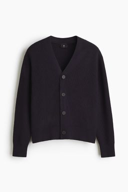 H&M - Men Blue Relaxed Fit Rib-Knit Cardigan
