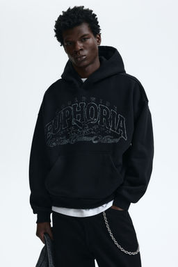 H&M - Men Black Loose Fit Hoodie