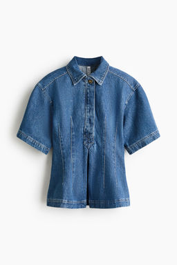 H&M - Women Blue Waisted Denim Shirt