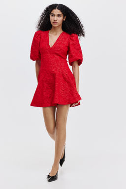 H&M - Women Blue Puff-Sleeved Dress