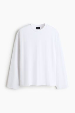 H&M - Men White Oversized Fit Long-Sleeved Jersey Top