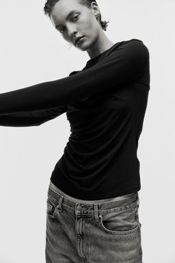 H&M - Women Black Draped Jersey Top