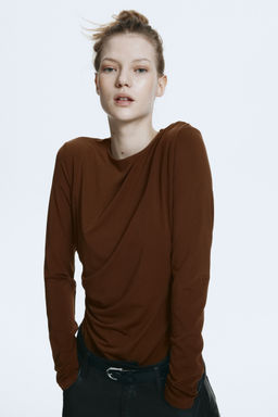 H&M - Women Black Draped Jersey Top