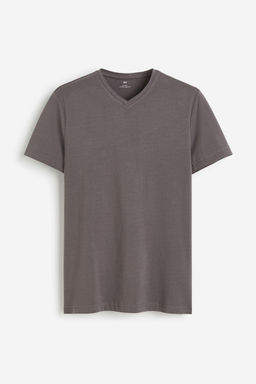 H&M - Men Beige Slim Fit V-Neck T-Shirt