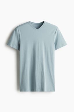H&M - Men Beige Slim Fit V-Neck T-Shirt