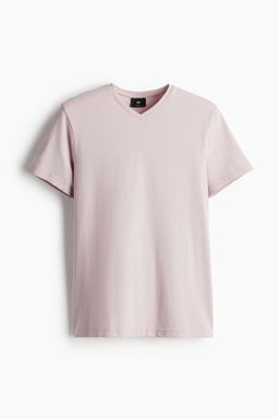 H&M - Men Beige Slim Fit V-Neck T-Shirt