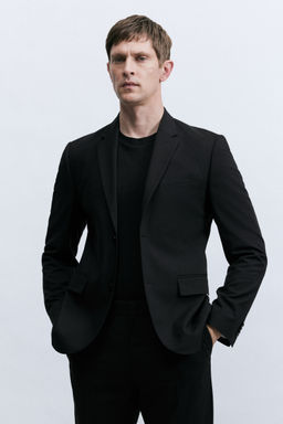 H&M - Men Black Slim Fit Single-Breasted Jacket