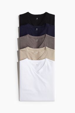 H&M - Men 5-Pack Slim Fit V-Neck T-Shirts