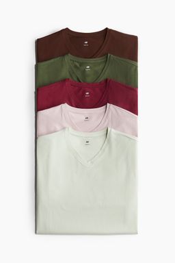 H&M - Men 5-Pack Slim Fit V-Neck T-Shirts