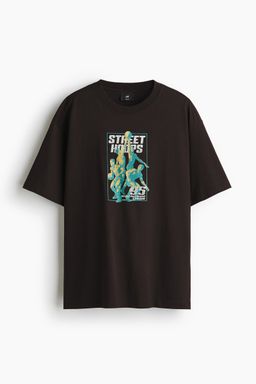 H&M - Men Blue Loose Fit Printed T-Shirt