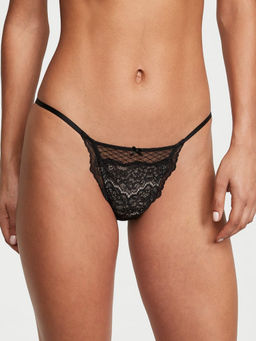 Victoria's Secret - Black Dream Angels Lace Mesh String Bikini Panty