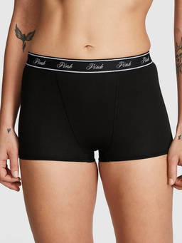 Victoria's Secret - Black Logo Cotton High-Waist Boyshort Panty