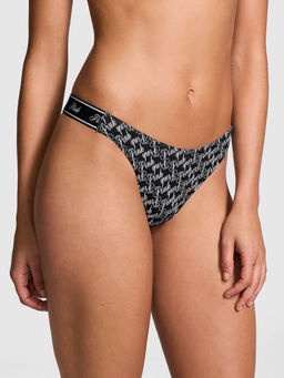 Victoria's Secret - Black Logo Cotton High-Leg Thong Panty