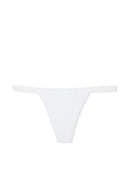 Victoria's Secret - White The Lacie Lace-Trim Cotton V-String Panty