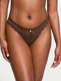Victoria's Secret - Brown Dream Angels Lace-Trim Thong Panty