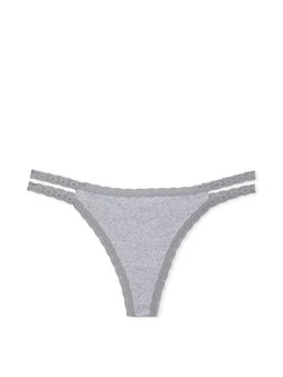 Victoria's Secret - Grey Wink Lace-Trim Strappy Thong Panty