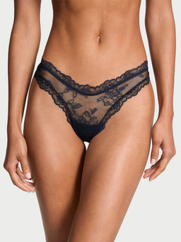 Victoria's Secret - Navy Blue Very Sexy Rose Lace High-Leg Thong Panty