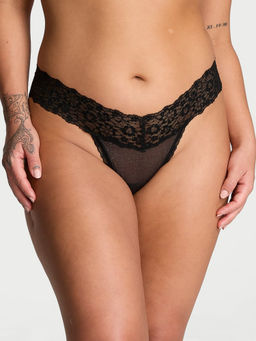 Victoria's Secret - Black The Lacie Sequin Posey Lace Thong Panty