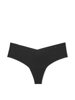 Victoria's Secret - Black No-Show Shine-Trim Thong Panty