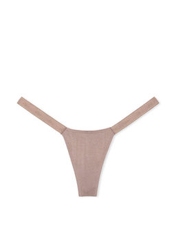 Victoria's Secret - Brown Logo Cotton Shimmer Micro Thong Panty