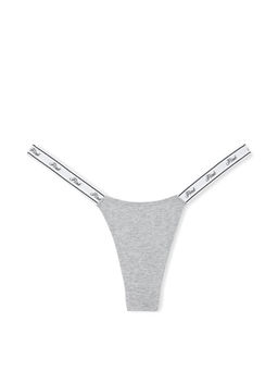 Victoria's Secret - Grey Logo Cotton High-Leg Micro Thong Panty