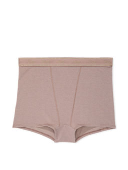 Victoria's Secret - Brown Logo Cotton Shimmer High-Waist Boyshort Panty