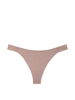 Victoria's Secret - Brown Logo Cotton Shimmer High-Leg Thong Panty