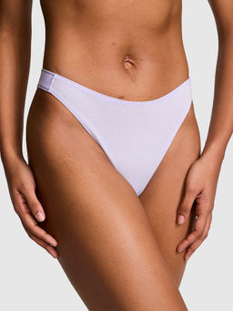 Victoria's Secret - Purple Logo Cotton Shimmer High-Leg Thong Panty